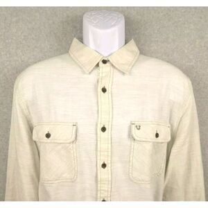 True Religion Button‎ Up Shirt Long Sleeve 2XL White